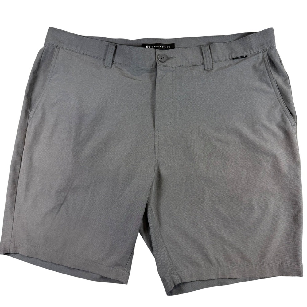 Travis Mathew Mens Grey Micro Stripe Golf Shorts Size 40 Stretch Performance